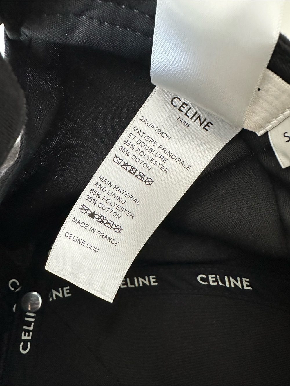 Celine Paris Black White Logo Cotton Drill Baseball Cap Hat Size S Authentic - Picture 4 of 7